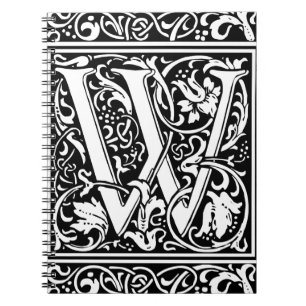 Letter W Mediaeval Monogram Art Nouveau Notebook