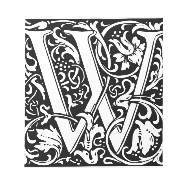 Letter W Mediaeval Monogram Art Nouveau Notepad (Front)