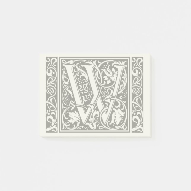 Letter W Mediaeval Monogram Art Nouveau Post-it Notes (Front)
