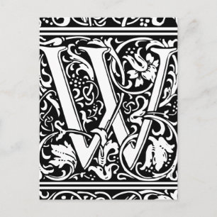 Letter W Mediaeval Monogram Art Nouveau Postcard