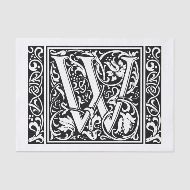 Letter W Mediaeval Monogram Art Nouveau Tissue Paper (Front)