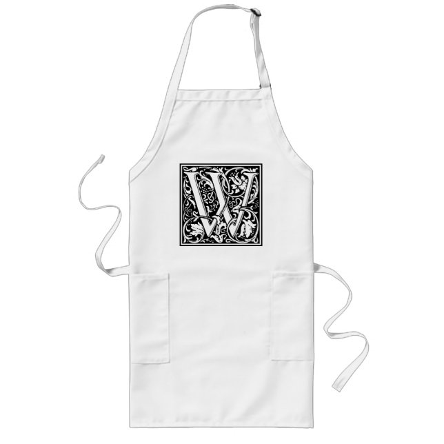 Letter W Medieval Monogram Art Nouveau Long Apron (Front)