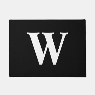 Letter W Monogram Black White Modern Doormat