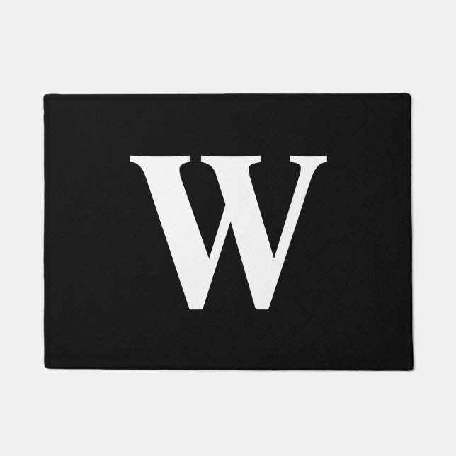 Letter W Monogram Black White Modern Doormat (Front)