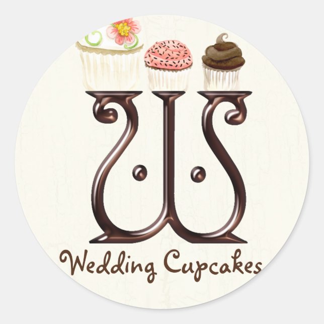 Letter W Monogram Cupcake Logo Business Stickers (Front)