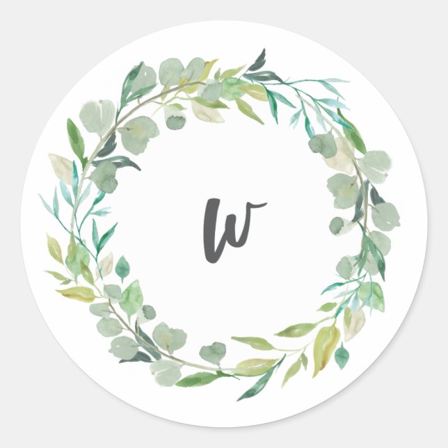 Letter W Monogram Initial Sticker Envelope Seal (Front)