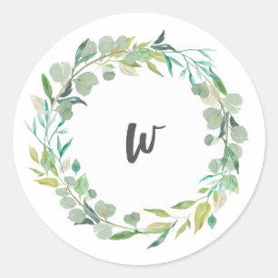 Letter W Monogram Initial Sticker Envelope Seal