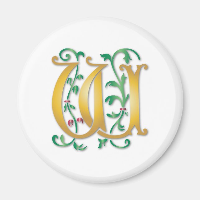 Letter W Monogram Magnet (Front)