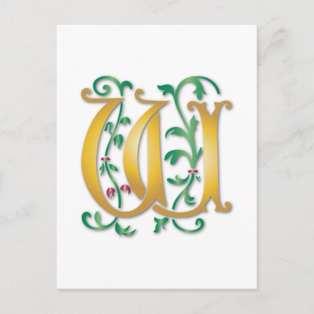 Letter W Monogram Postcard (Front)