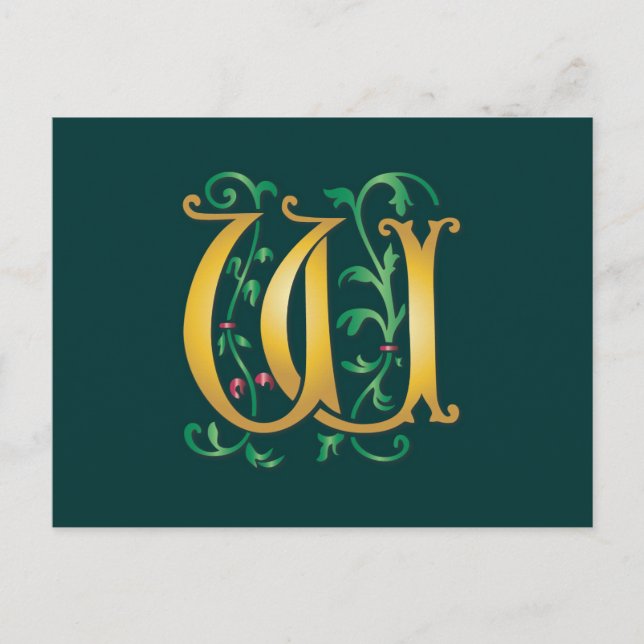 Letter W Monogram Postcard (Front)
