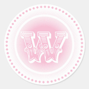 Letter W Monogram Round Stickers