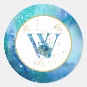 *~*  LETTER W  - Nautical Beach Envelope  Sticker