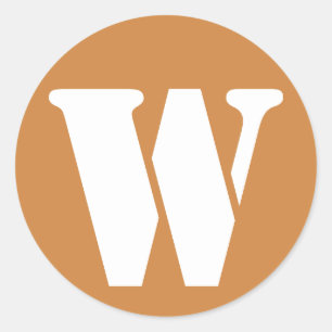Letter W Peru Gold Stencil Alphabet by Janz Classic Round Sticker