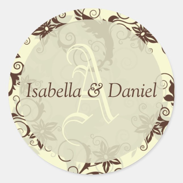 Letter Wedding Monogram Bride Groom Stickers (Front)