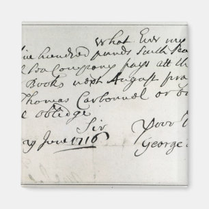 Letter written by Handel, June 1716 Magnet
