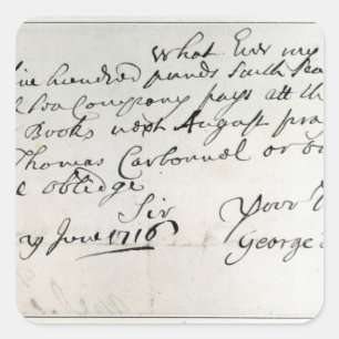 Letter written by Handel, June 1716 Square Sticker