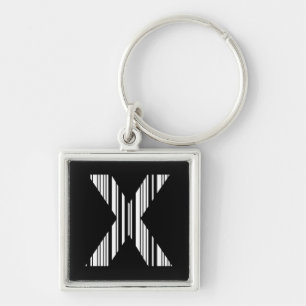 LETTER X BAR CODE First Initial Barcode Pattern Key Ring