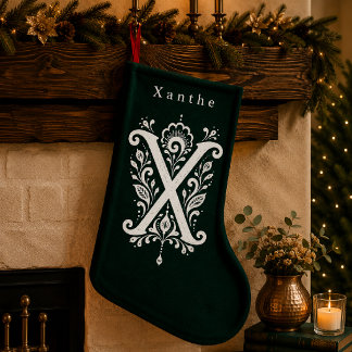Letter X Botanical Monogram Personalised Stocking