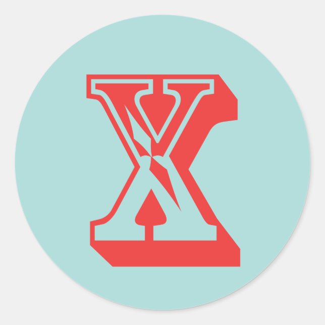 Letter X carnival style monogram initial favour Classic Round Sticker (Front)