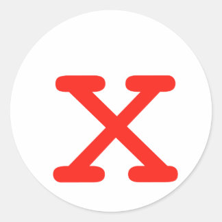 Letter X Classic Round Sticker