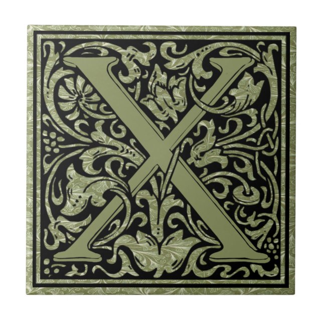 Letter X First Letter Monogram Ceramic Tile (Front)