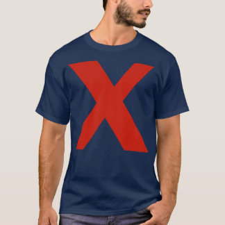 Letter x in Red Text Minimal Typography T-Shirt