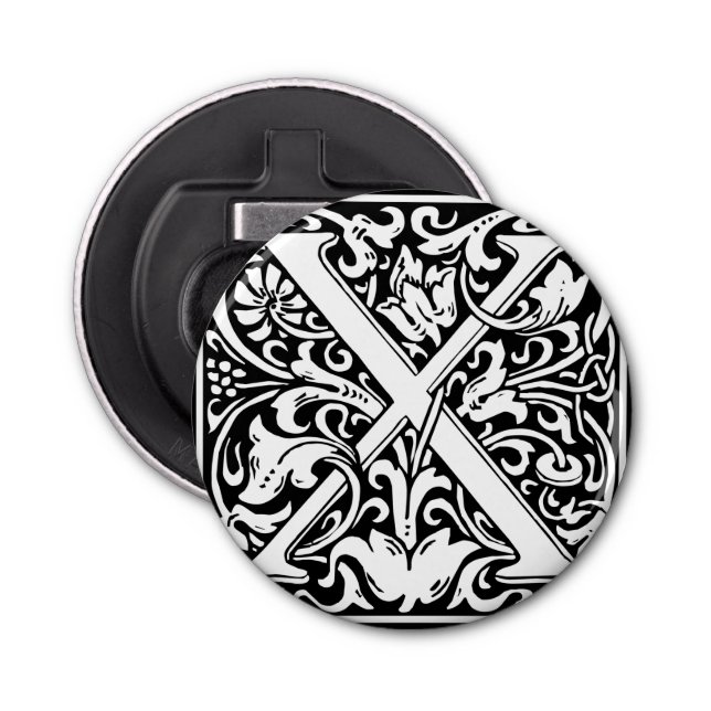 Letter X Mediaeval Monogram Art Nouveau Bottle Opener (Front)