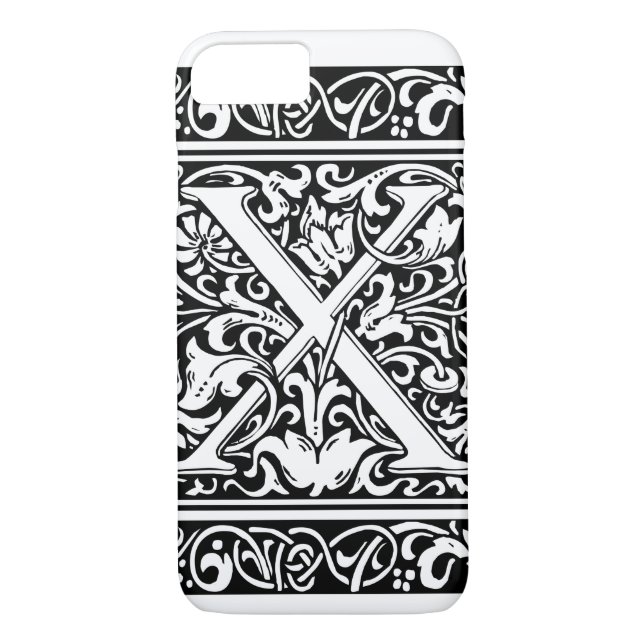 Letter X Mediaeval Monogram Art Nouveau Case-Mate iPhone Case (Back)