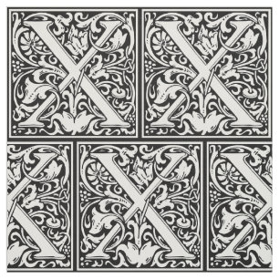 Letter X Mediaeval Monogram Art Nouveau Fabric