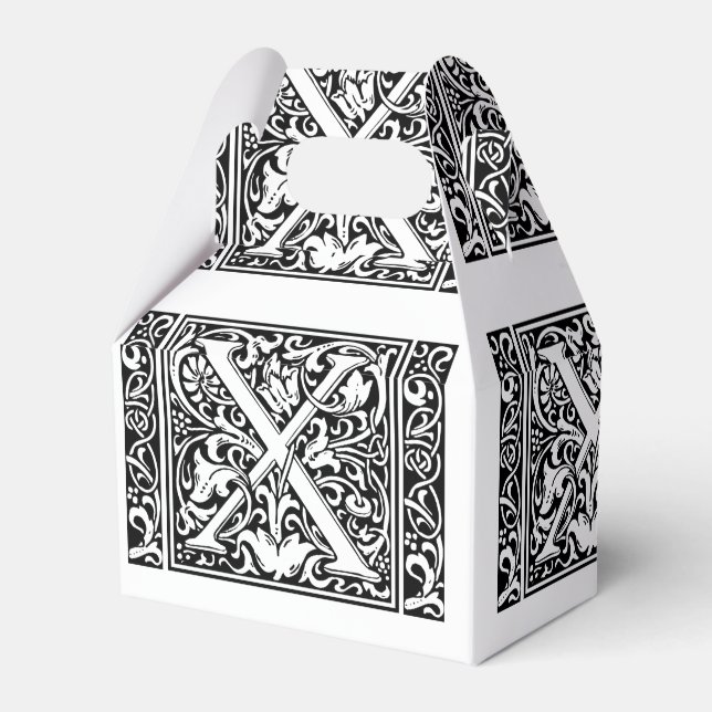 Letter X Mediaeval Monogram Art Nouveau Favour Box (Front Side)