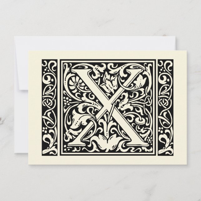 Letter X Mediaeval Monogram Art Nouveau Invitation (Front)