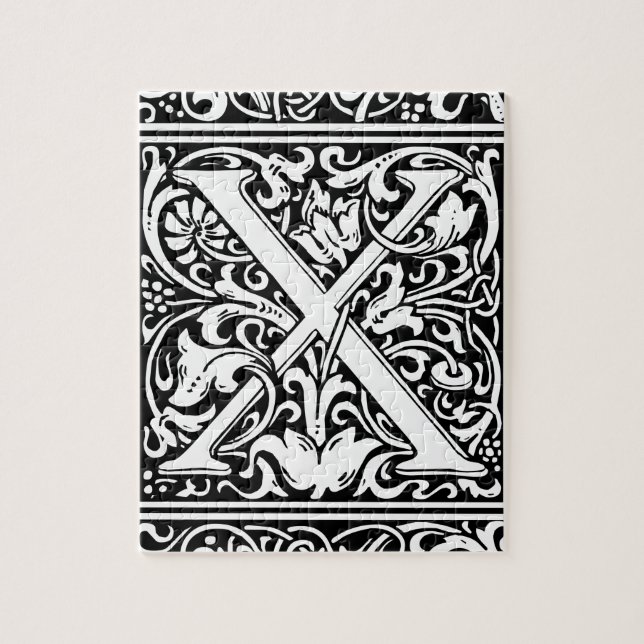 Letter X Mediaeval Monogram Art Nouveau Jigsaw Puzzle (Vertical)