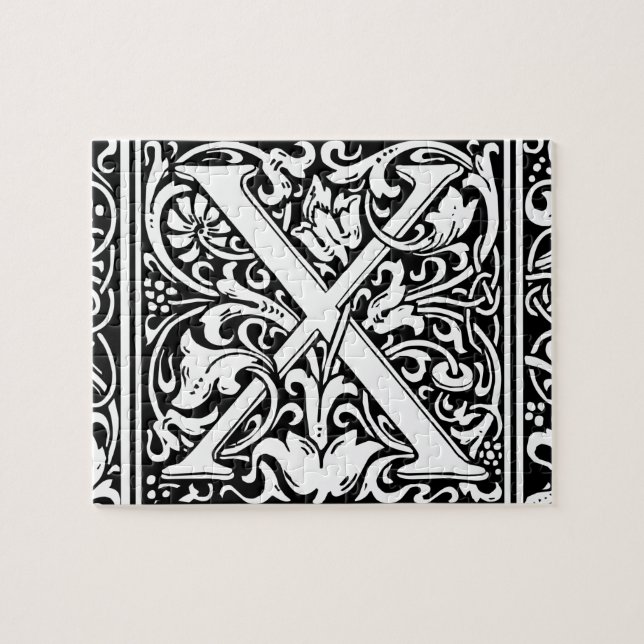 Letter X Mediaeval Monogram Art Nouveau Jigsaw Puzzle (Horizontal)