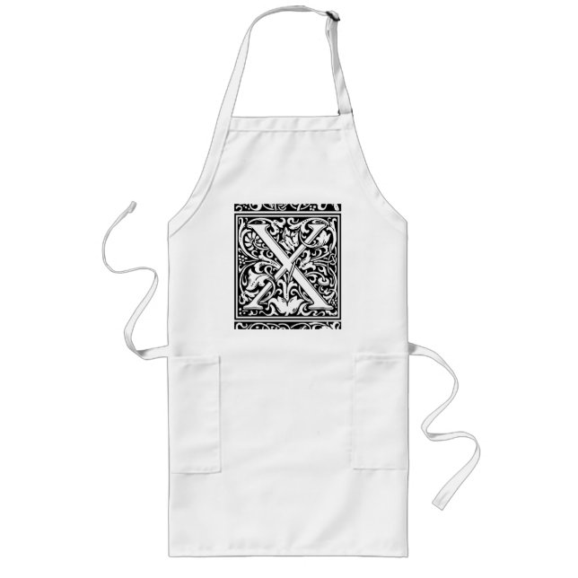 Letter X Mediaeval Monogram Art Nouveau Long Apron (Front)