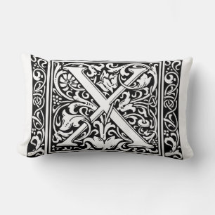 Letter X Mediaeval Monogram Art Nouveau Lumbar Cushion