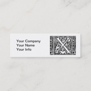 Letter X Mediaeval Monogram Art Nouveau Mini Business Card