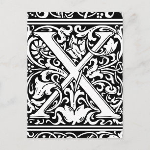 Letter X Mediaeval Monogram Art Nouveau Postcard