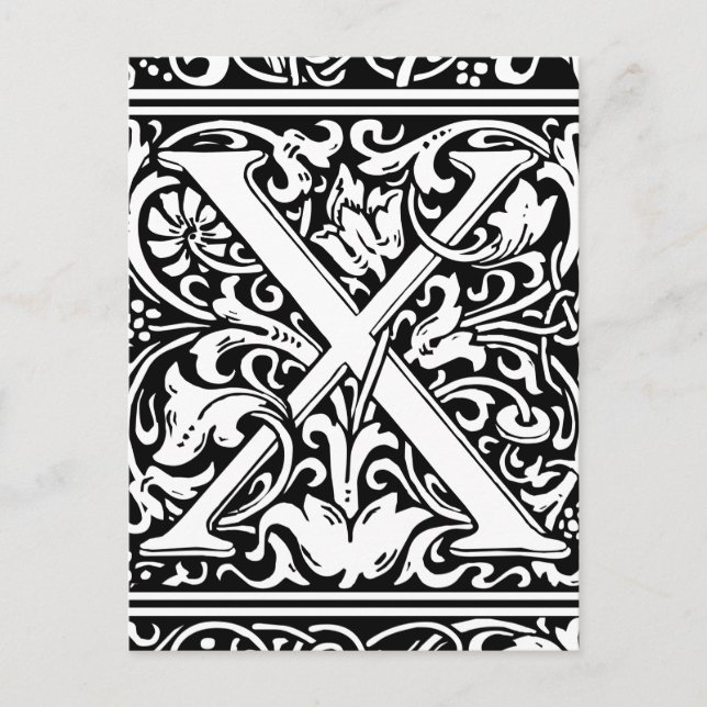 Letter X Mediaeval Monogram Art Nouveau Postcard (Front)
