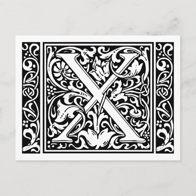 Letter X Mediaeval Monogram Art Nouveau Postcard (Front)