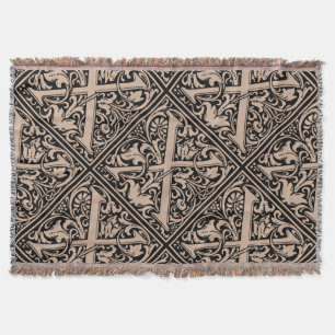 Letter X Mediaeval Monogram Art Nouveau Throw Blanket