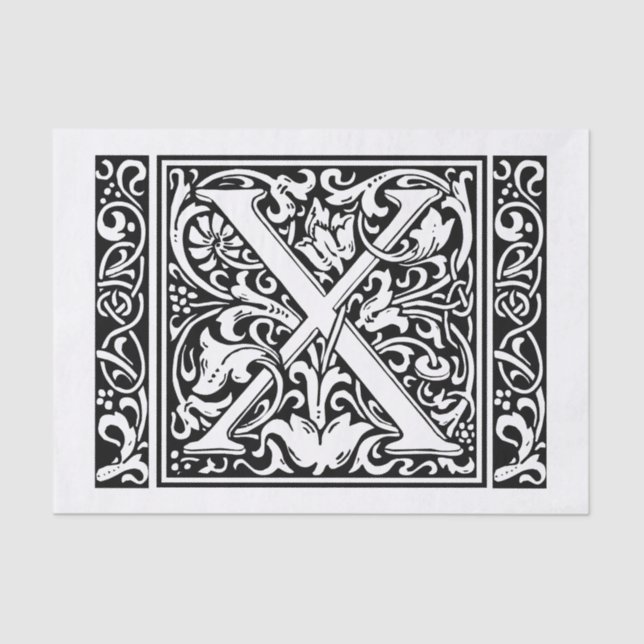 Letter X Mediaeval Monogram Art Nouveau Tissue Paper (Front)