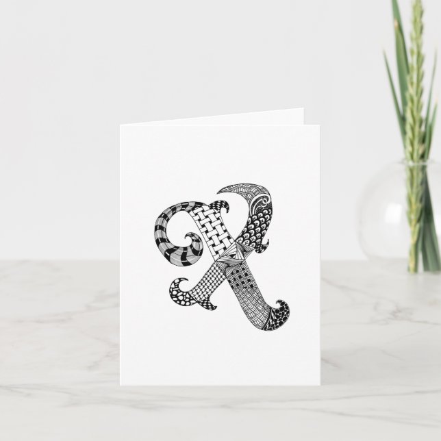 Letter X Monogram in Black and White Note Card (Front)