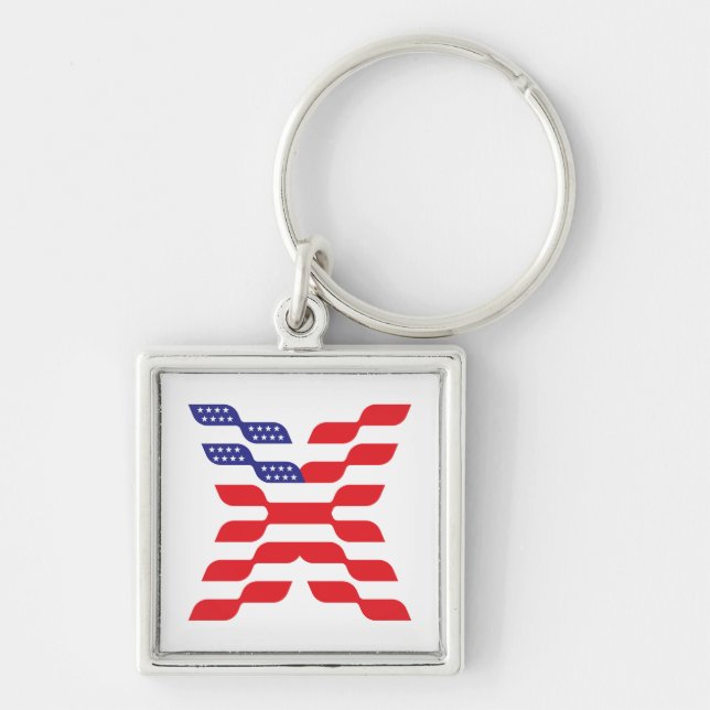 Letter X Monogram USA Flag Key Ring (Front)
