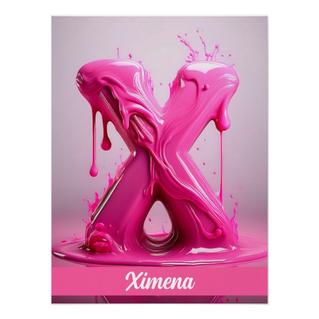 Letter X, Monogram X - Customizable Name Poster  (Front)