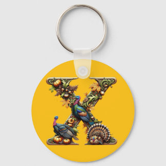 Letter X Thanksgiving turkey style Key Ring