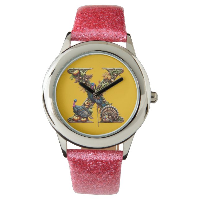 Letter X Thanksgiving turkey style  Watch (Front)