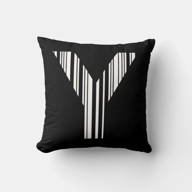 LETTER Y BAR CODE First Initial Barcode Pattern Cushion (Front)