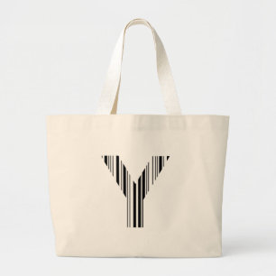 LETTER Y BAR CODE First Initial Barcode Pattern Large Tote Bag