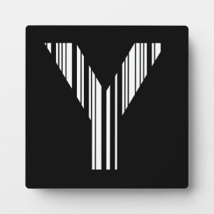 LETTER Y BAR CODE First Initial Barcode Pattern Plaque