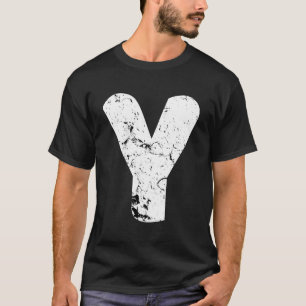 Letter Y Big Capital Alphabet Monogram Distressed T-Shirt